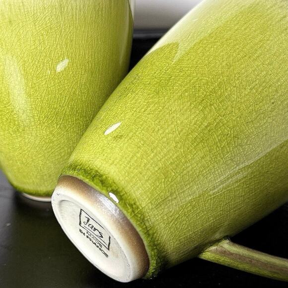 Jars France Tourron Tilleul Avocado Green Stoneware Mugs (Set of 2) - Picture 8 of 15